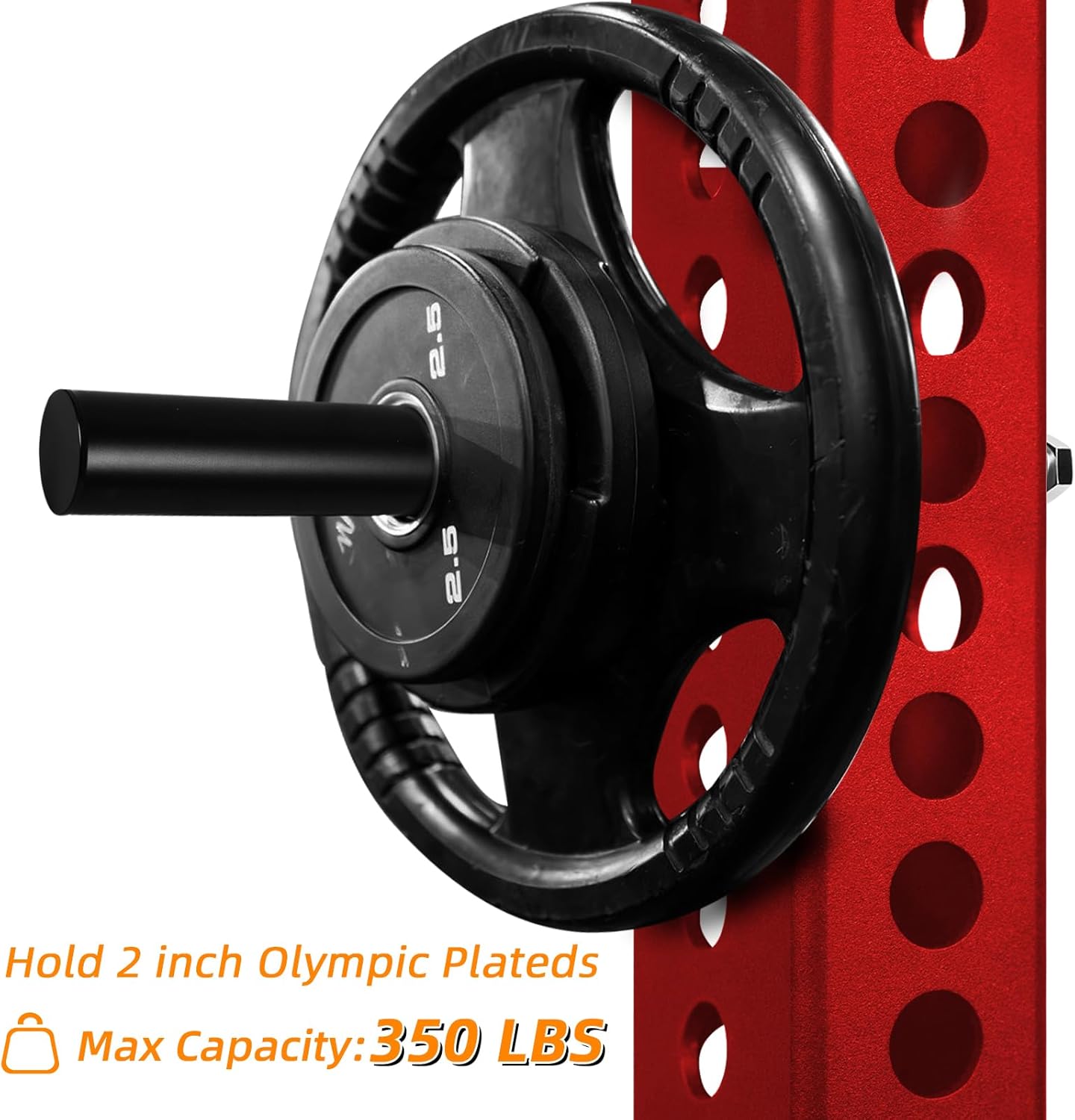 Weight Plate Holder for Power Rack Attachment, Squat Rack Weight Storage for 2 inc Olympic Weight,Compatoble with 2x2, 2x3, 3x3 Power Cage, Fit 1"and 5/8" Hole
