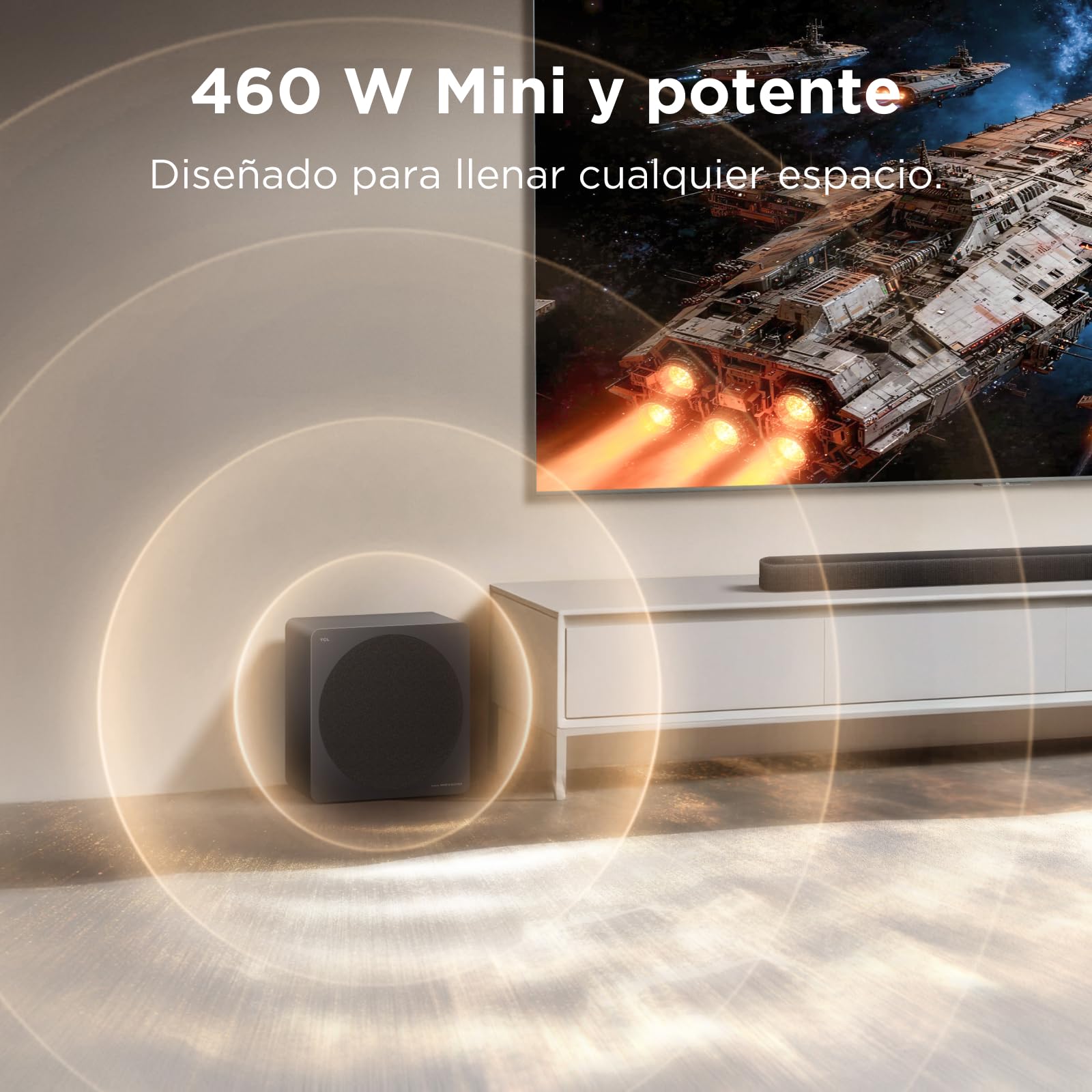 TCL A65K Barra de Sonido 3.1.2ch, Audio by Bang & Olufsen, Subwoofer Inalámbrico, 460W, Dolby Atmos & DTS:X, HDMI eARC, Bluetooth 5.3, Montaje en Pared, Control por App