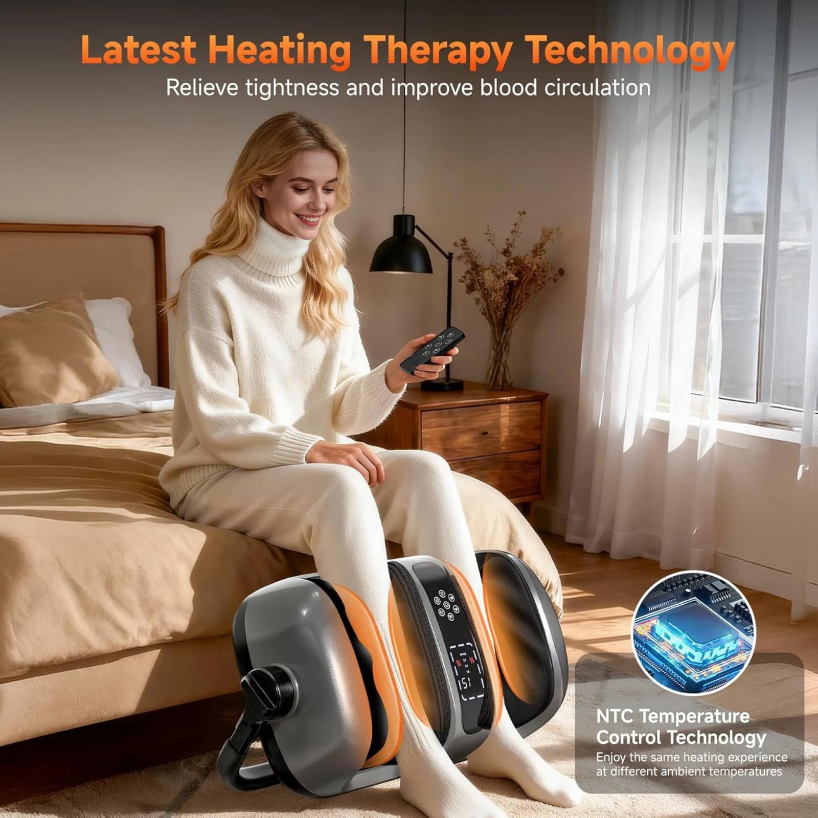 Masajeador de piernas y pies con calor, masaje Shiatsu 3D para fascitis plantar y aliviar el dolor de artritis, control remoto ajustable, para atletas, oficina y trabajadores de pie