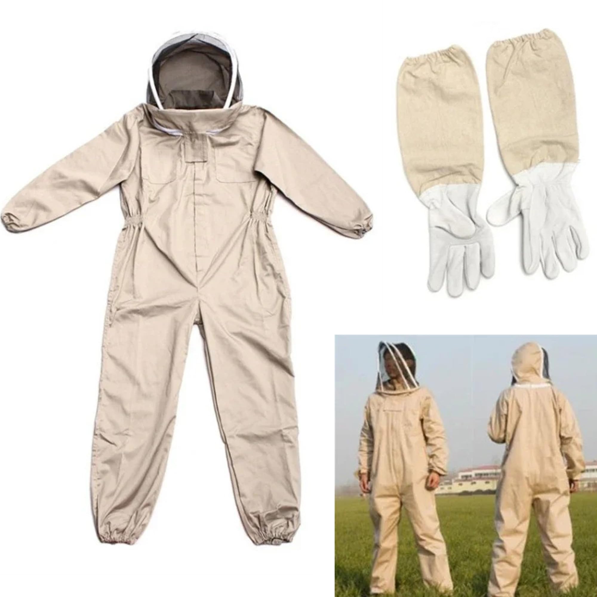 Imker-Schutzanzug mit Handschuhen, stichfester Imkeranzug mit Maske,
