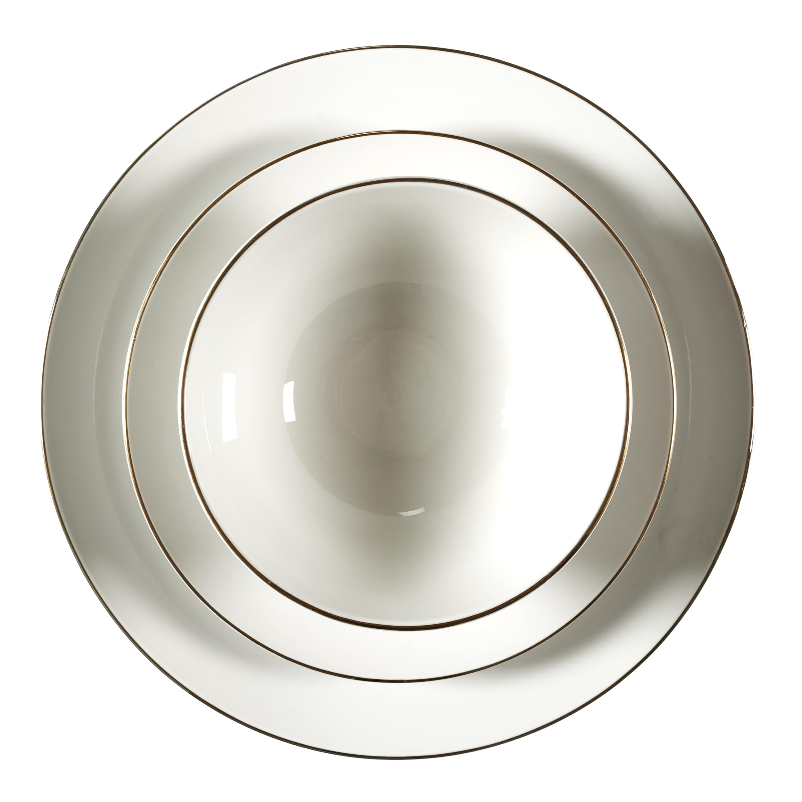 HOME DECO FACTORY - KA0539 Juego de Vajilla de Porcelana 12 Piezas - Diseño Elegante con Borde Dorado - Vajilla Versátil - Apta para Lavavajillas - Blanco 12 Pcs