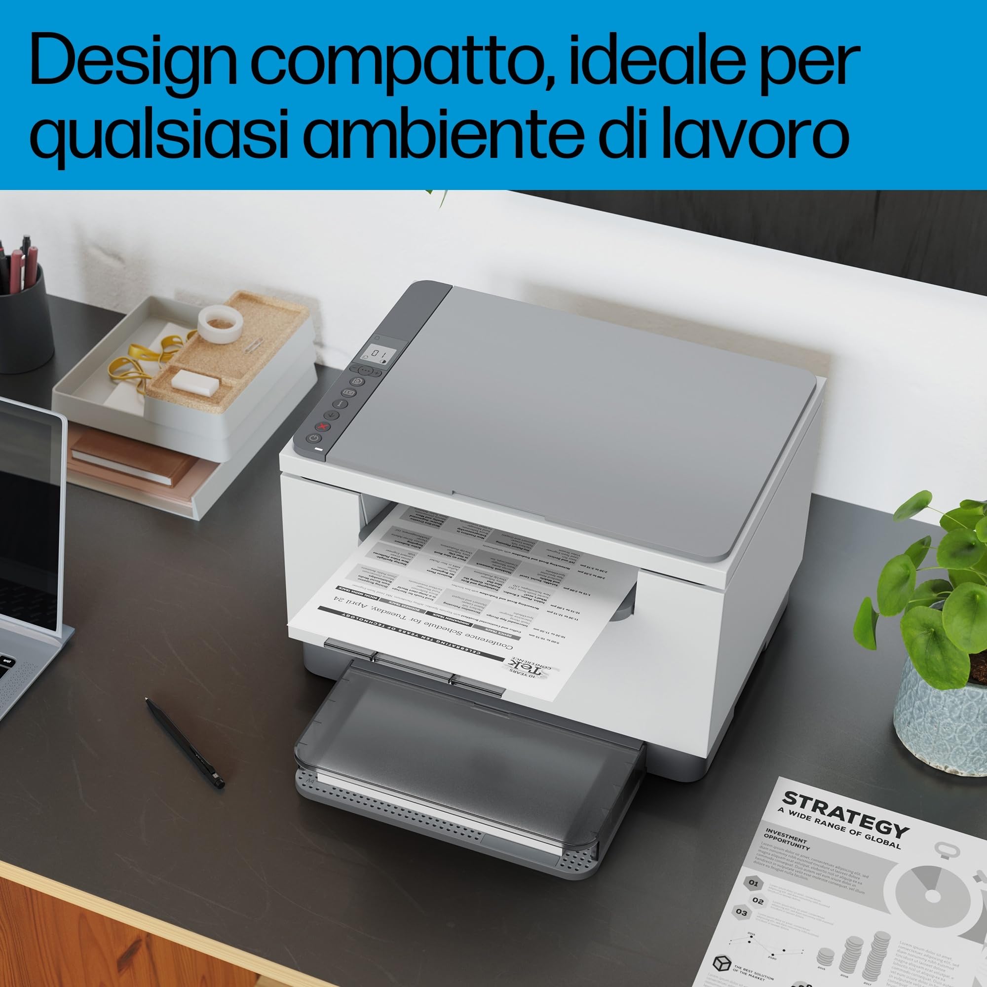 HP LaserJet M234dwe 6GW99E, Stampante Multifunzione A4, Stampa Fronte e Retro Automatica in b/n, 29 ppm, USB, Wi-Fi, Ethernet, Smart, No Fax, No ADF, Schermo LCD a icone, Grigia