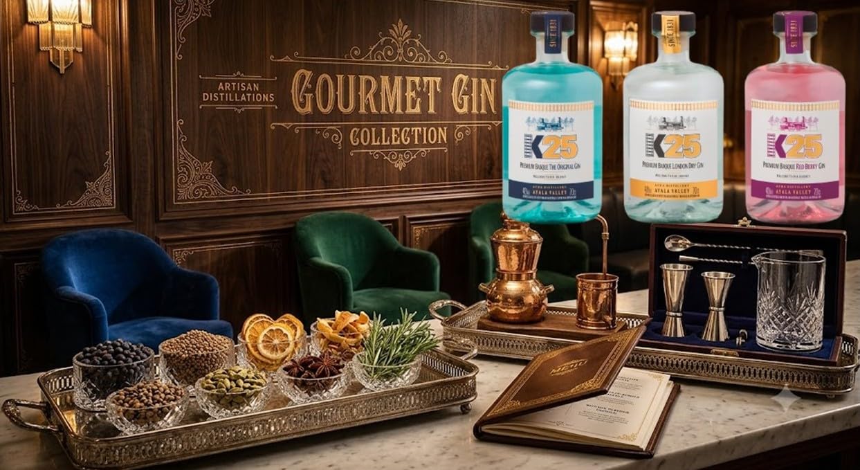 Destileria Acha - Ginebra K-25 (Caja degustacion de 3 botellas de ginebra premium)