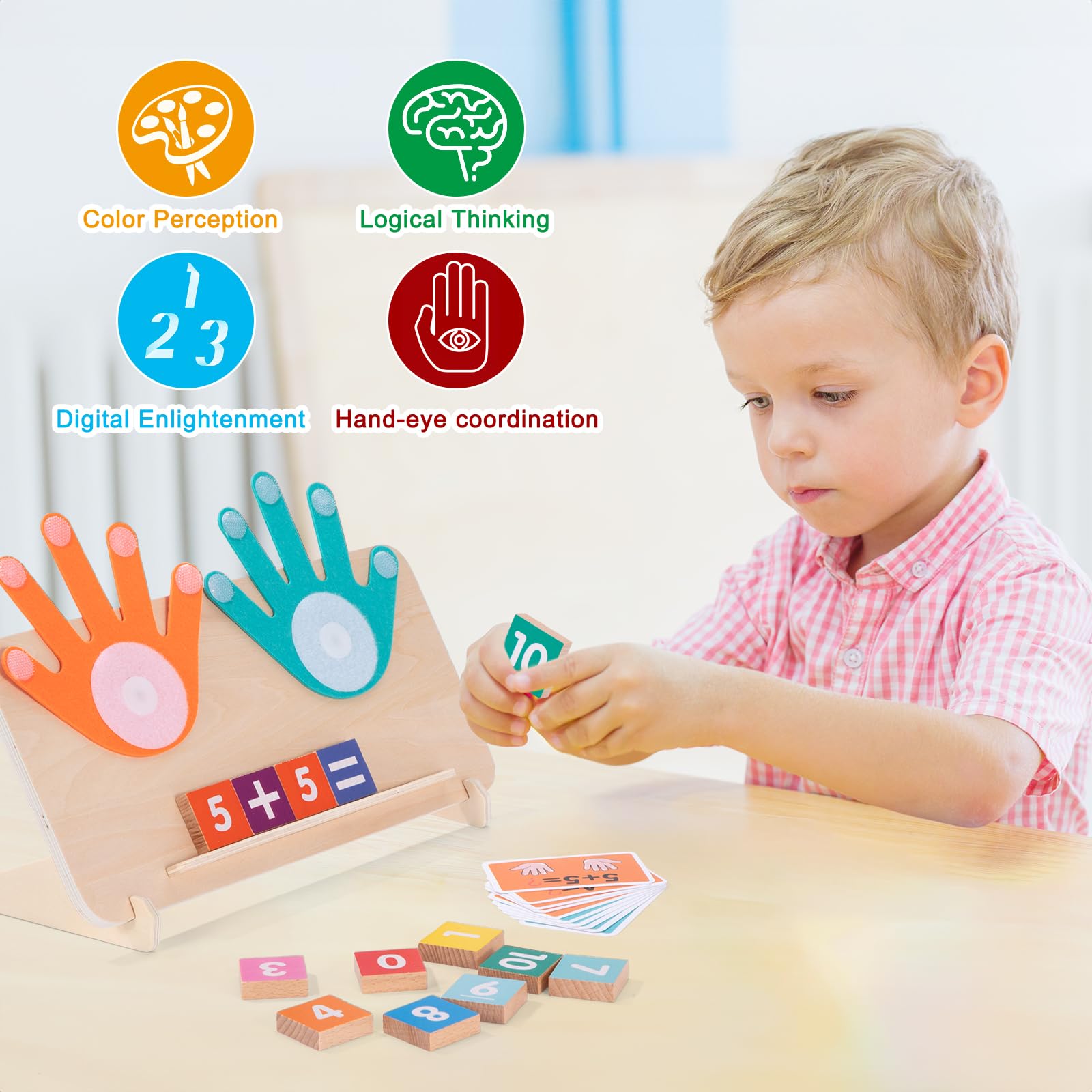 Math Learning Toy Wooden Math Counting Toys Montessori Early Educational Toys Math Learning Tools for Kids Ages 3 4 5 6 Year Old - Image 2