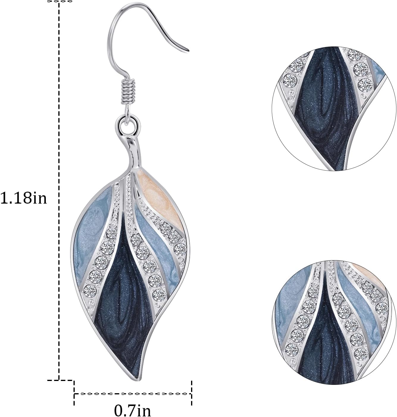 Leaf Silver Dangle Earrings for Women Boho Teardrop Dangling Blue Bohemian Tropical Earrings Plant jewelry for Vacation - Image 4