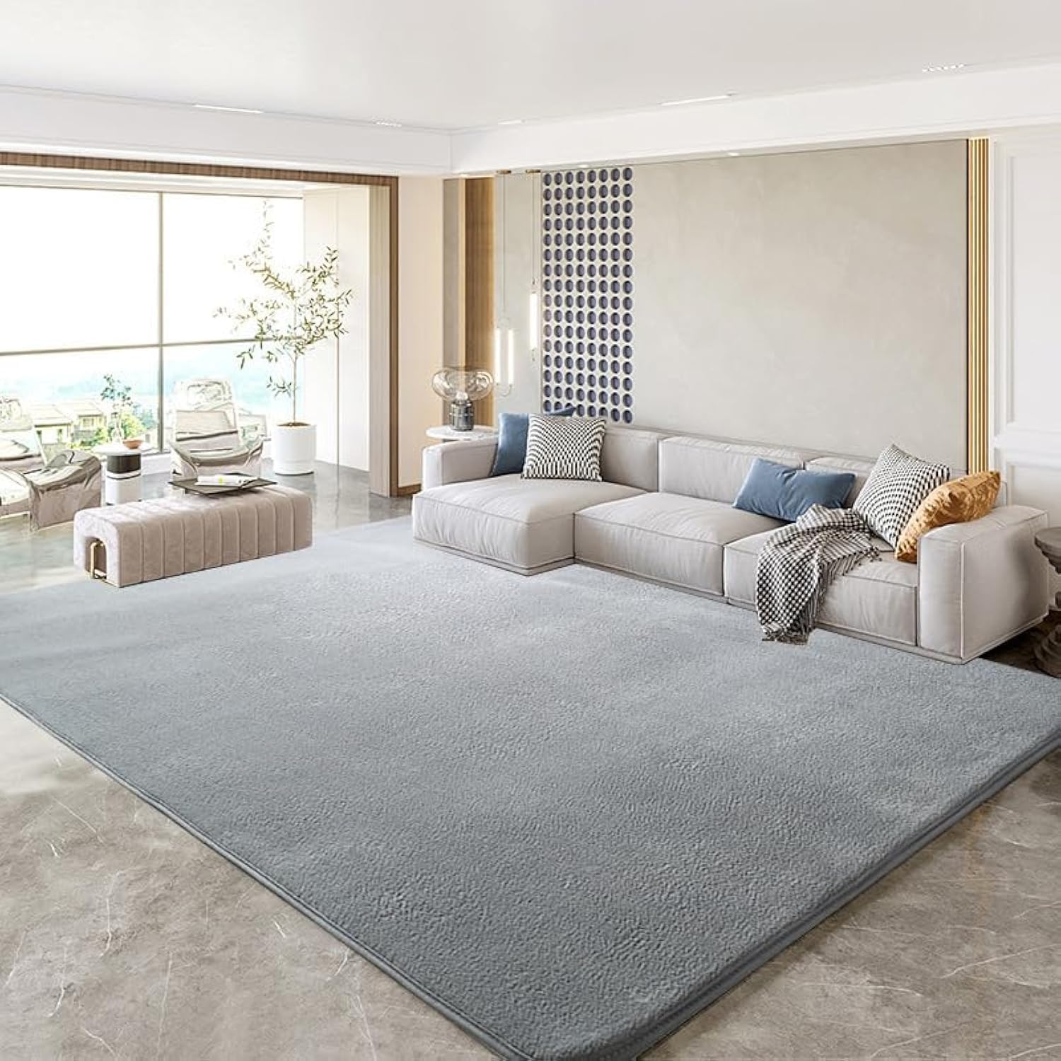 SK Studio Alfombras Salón Grandes Shaggy Pelo Corto Alfombra Habitación Dormitorio Lavables Alfombra Antideslizante Muy Suave para Comedor, Dormitorio Gris, 100x160cm