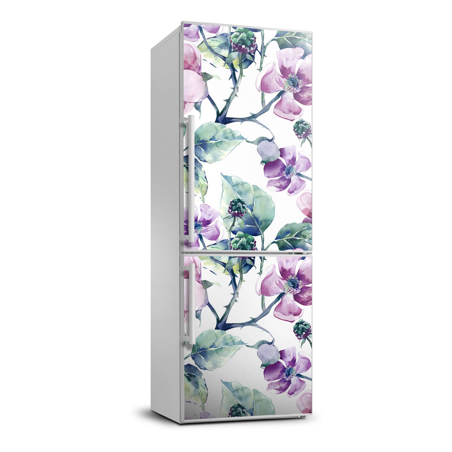Autocollant Frigo Réfrigérateur 60x180cm, film auto-adhésif haute résistance motif fleurs mûres