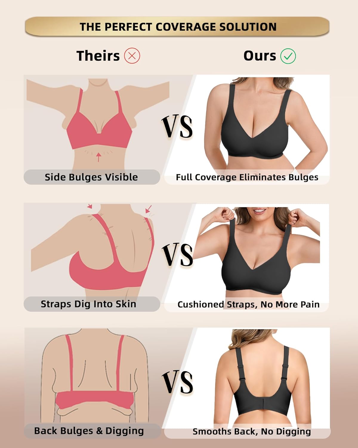 Wireless Jelly Bras for Women Plus Size Full Coverage Support No Underwire Seamless Soft Back Smoothing Large Breasts Bust - Image 3