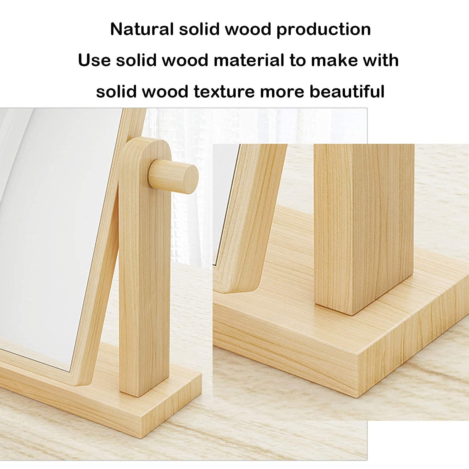 Specchio Da Tavolo Girevole In Legno - 360°, Per Trucco E Decorazione - Foto 4