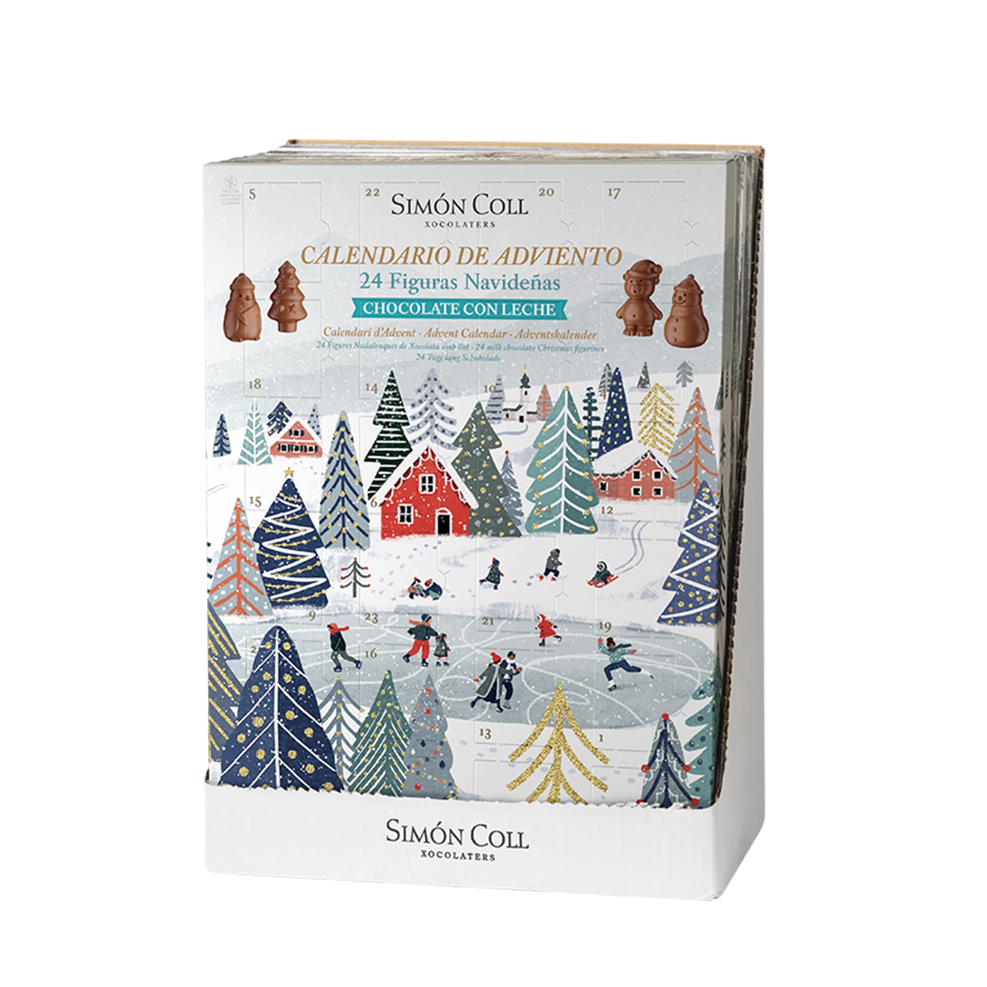 Simón Coll Calendario de Adviento Chocolate con Leche Figuras 3D 216gr 24 Chocolatinas