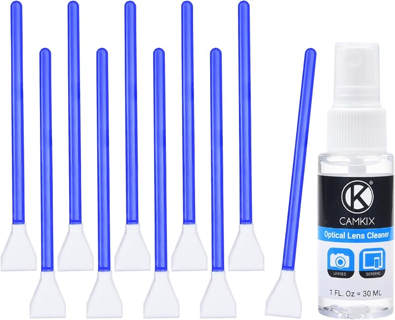 APS-C Sensor Cleaning Kit Digital Camera Lens Cleaner Kit Compatible with DSLR and Mirrorless Cameras - 10x of 16mm Dry Cleaning Swabs and 1 Bottle of Sensor Optical Lens Cleaner