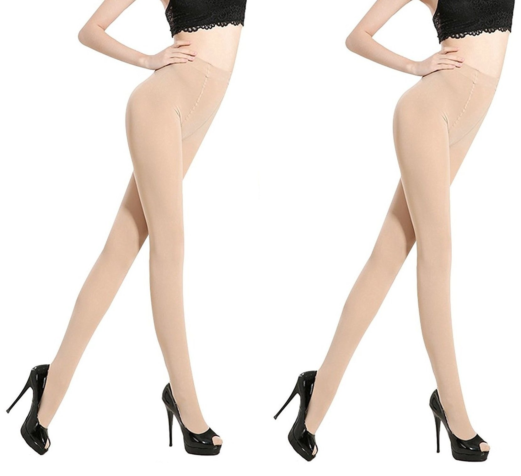 Cotson Women's Combo Beige Opaque Pantyhose, 80 Denier, Matte Soft Comfortable Waistband (Almost Non Transparent) - Pack of 2