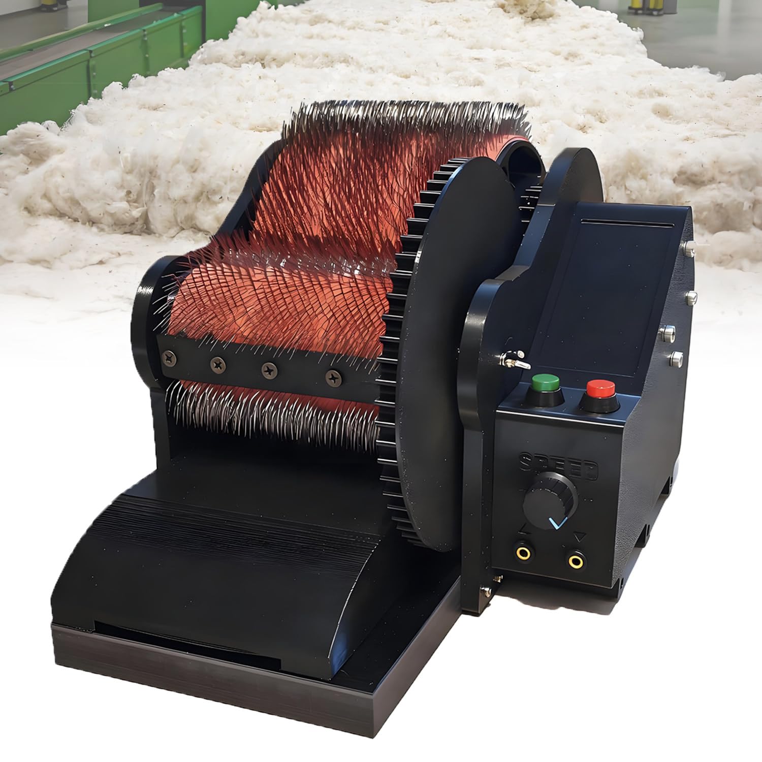 QuinteZhenTially 50w Multi-Functional Wool Felt Roller Carding Machine,Fiber Combing Machine,Electric Wool Drum Carder,Adjustable Speed 0~56 Rpm,for Making Felt Projects