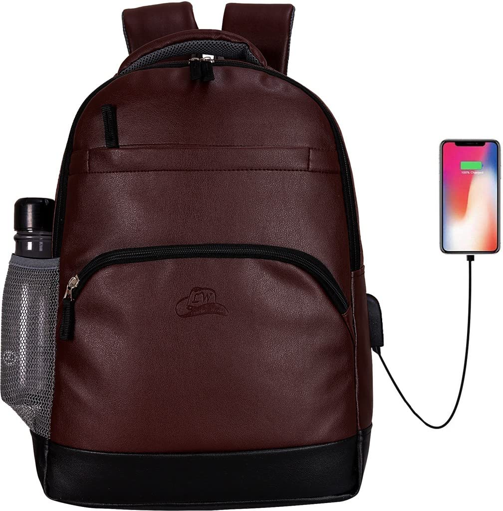 Leather World Leather Laptop Bag Backpack For Men & Women With Usb Charging Port, 15.6 Inch Laptop, Multiple Compartments, Padded Shoulder Straps, For Travel, Office Or College Office Backpack (Brown) (B0CTXF5MD1) Amazon Price History, Amazon Price Tracker