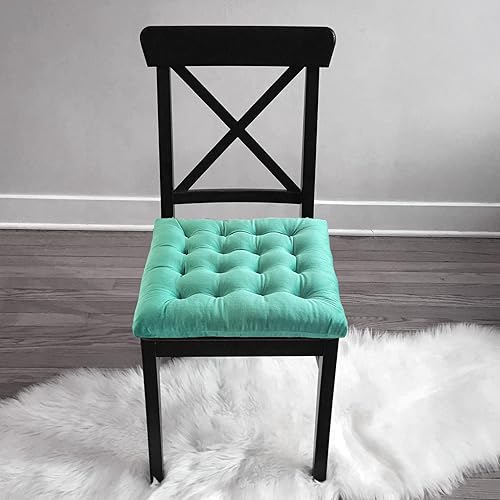 Miniatura 2 de My Infinity Store Collection 828-CHP-SQR - Cojín cuadrado para silla de felpa, para taburete de cocina, bar, comedor, duradero, reversible con lazos