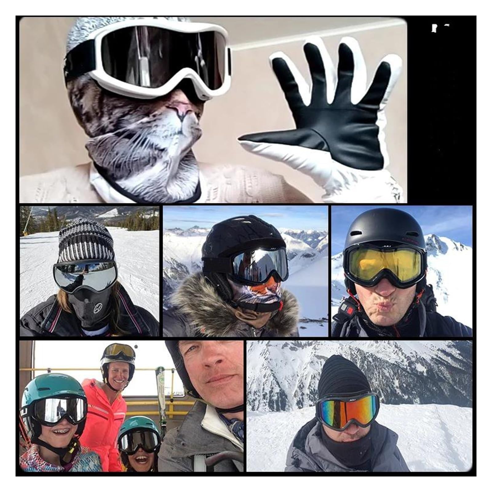 Gafas Esqui Mujer&Hombre Gafas de esquí para hombre y mujer, con doble lente antivaho, para deportes de nieve en invierno.