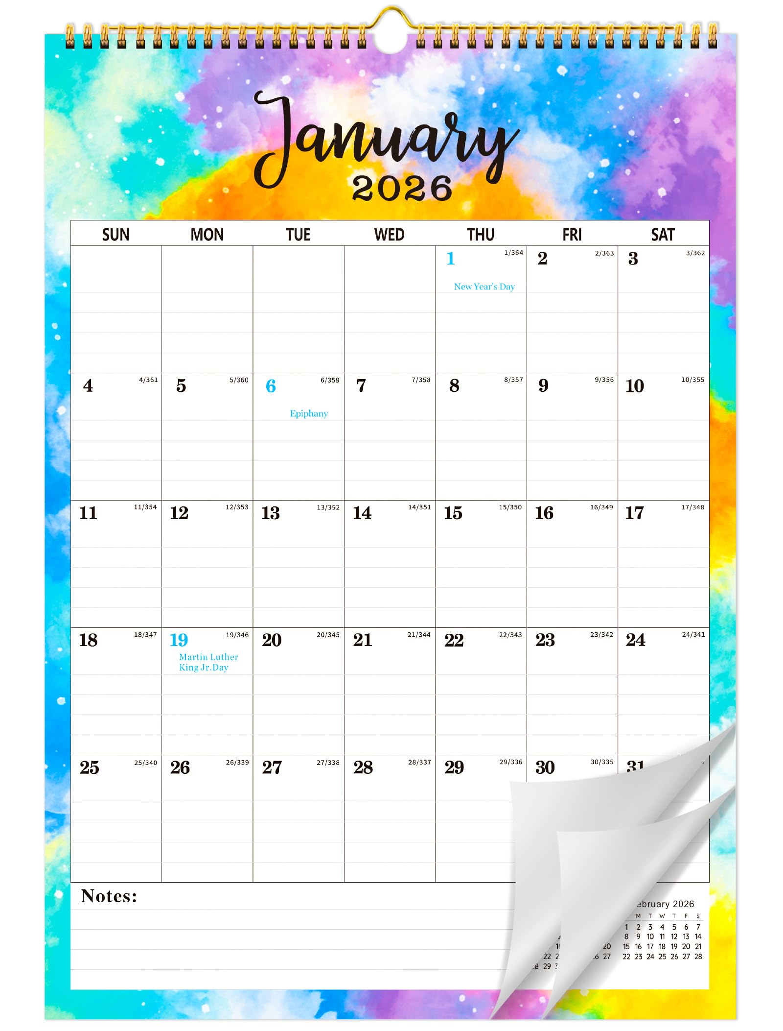 Photo 1 of 2026-2027 Wall Calendar, 18-Month Large Hanging Wall Calendar 2026-2027, Jan. 2026 - Jun. 2027, 12" x 17" Large Calendar 2026 with Twin-Wire Planner for Home & Office Organization, with Stickers