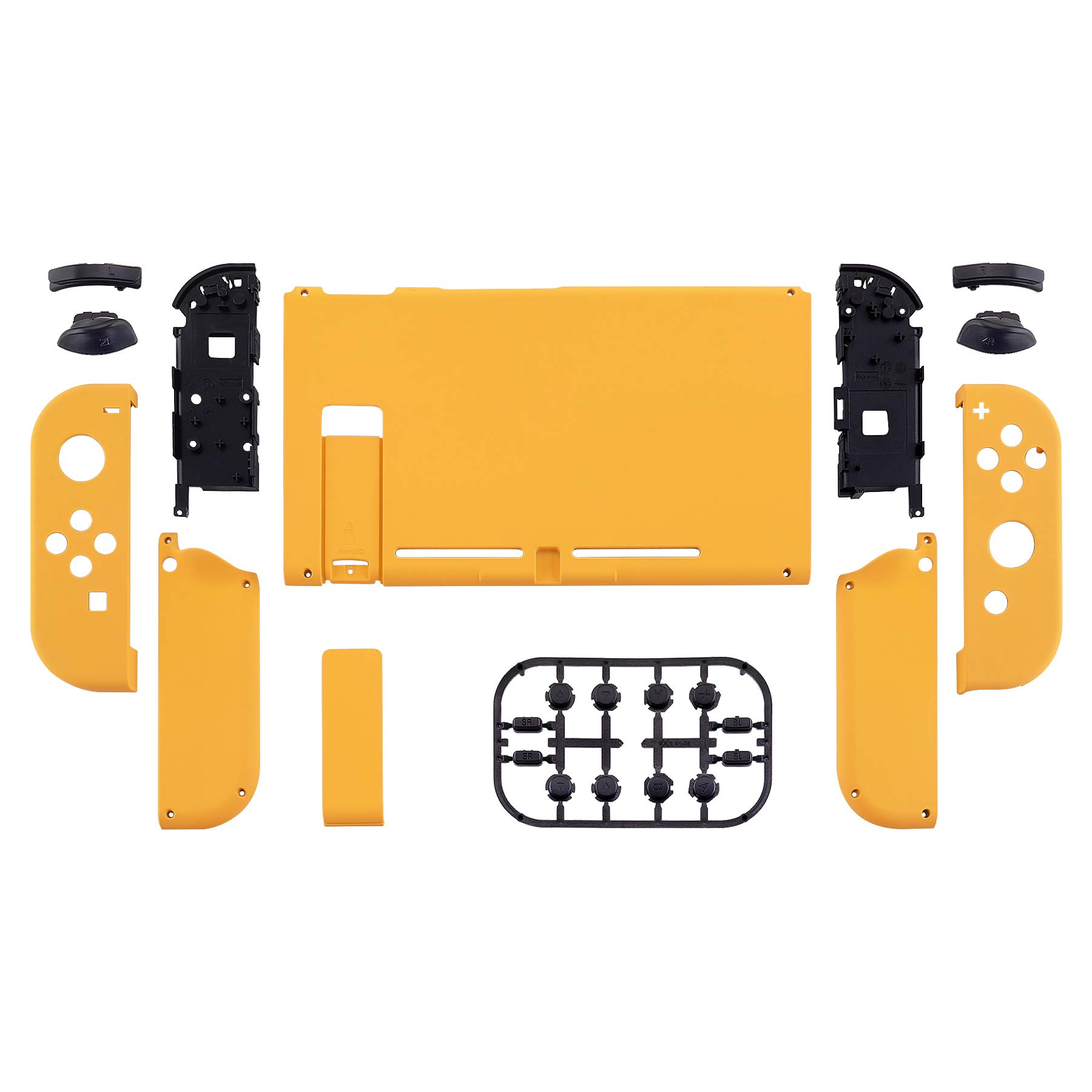 eXtremeRate Carcasa con Botones para Nintendo Switch - Funda Protectora de Reemplazo para Joycons y Consola, Shell de Bricolaje con Teclas para Nintendo Switch Accesorios (Amarillo)