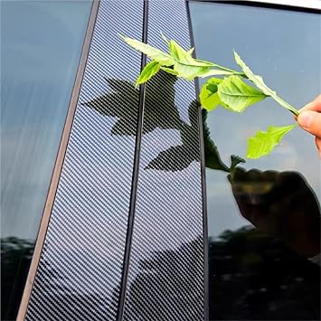 6PCS Compatible for Mitsubishi Pajero Sport 2016 2017 2018 2019 2020 2021 2022 2023 Glossy Black Pillar Post Door Trim Sticker WindowCarbon Fiber Look