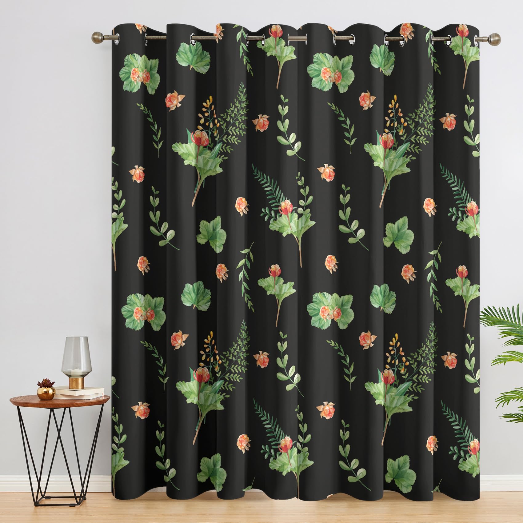 NejZoltrix Floral Curtains for Bedroom, Green Botanical Curtain for Living Room, Vintage Flower Window Curtains, Grommet Drapes 72 Inch Length 2