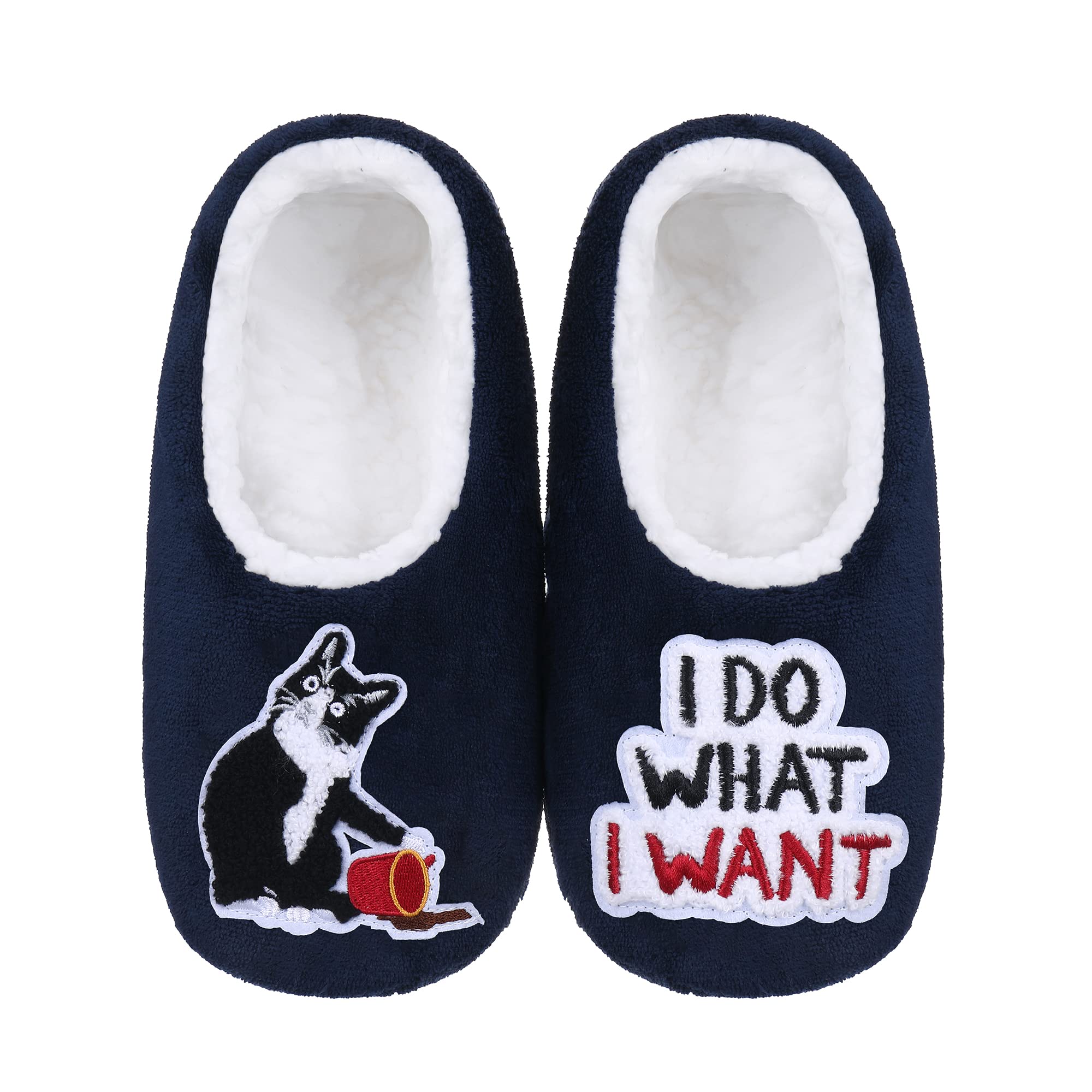 ZYZX Cat Slipper Socks for Women Winter Cozy Soft Warm Funny Cute Slippers Non Slip Sherpa Lining Indoor Fuzzy Socks with Grippers Gifts Slippers