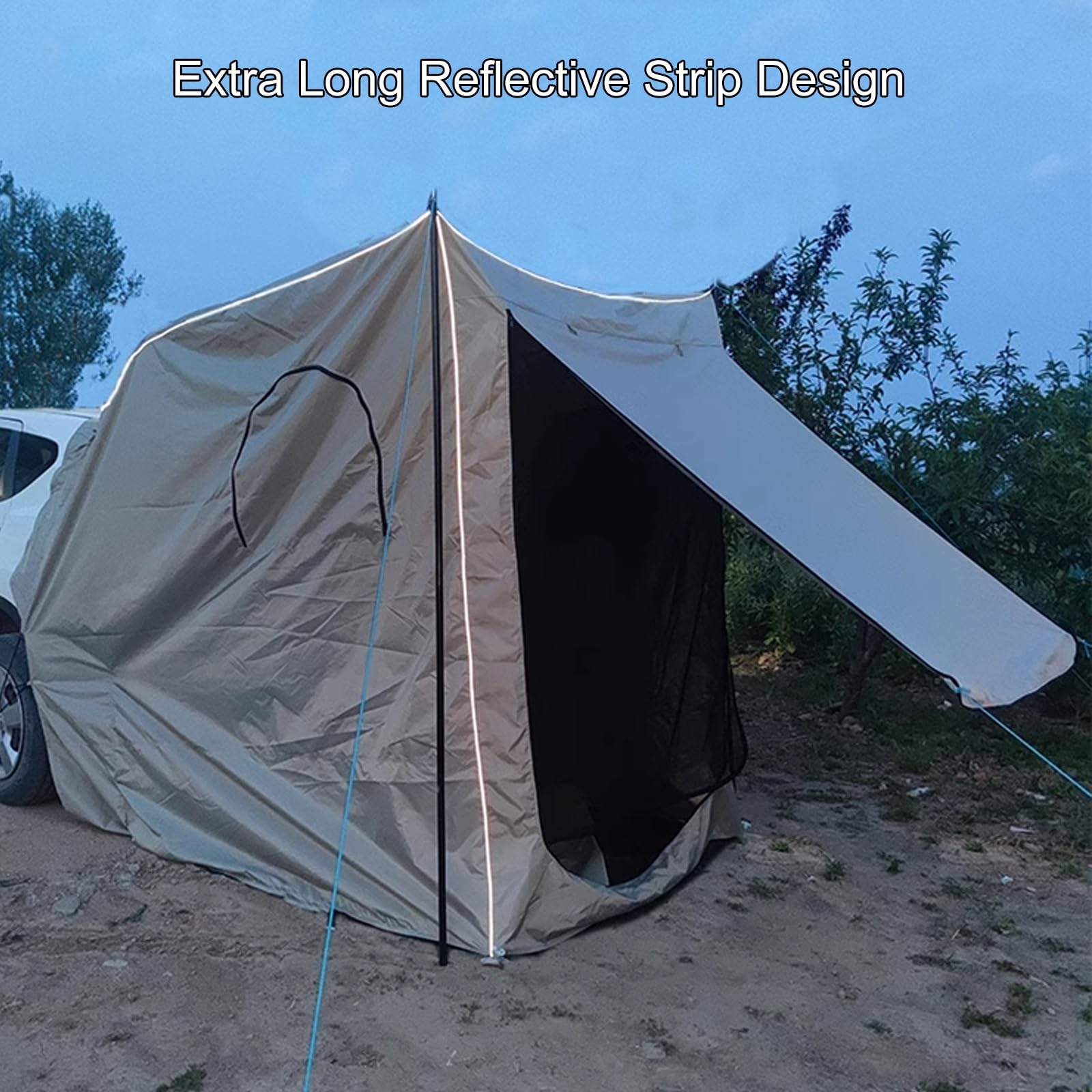 Markiza Tylna do Samochodu, Markiza Boczna do Kampera, Duża Pojemność 3-4 Osoby, Wodoodporna, Poliuretanowa, 5000mm, UPF 50+, Pasuje do CUV, SUV-ów i Vanów