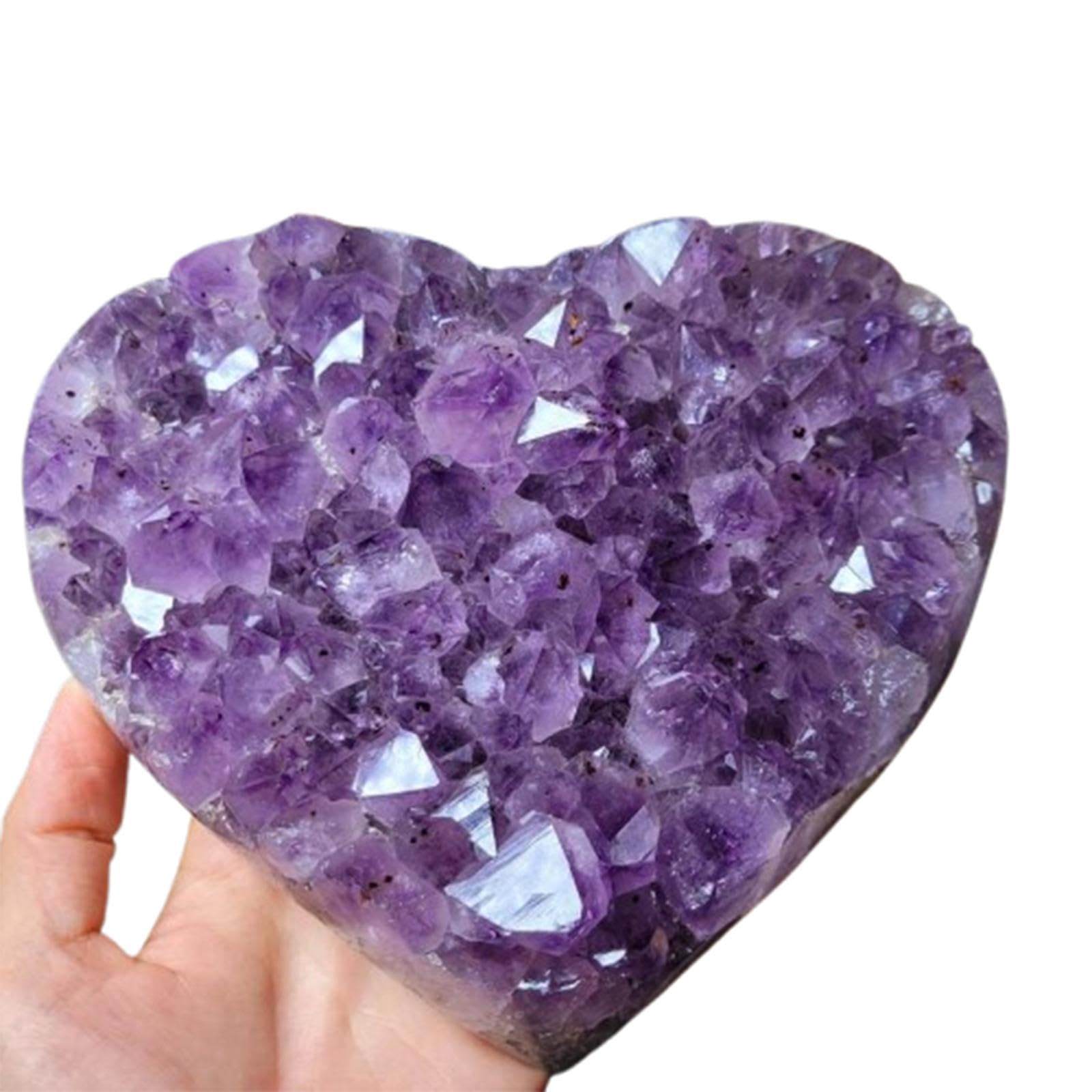 QWZTAEOZA Amethyst Crystal Cluster Heart-Shaped Gemstones Stones Geodes Gifts for Lovers,100-150g