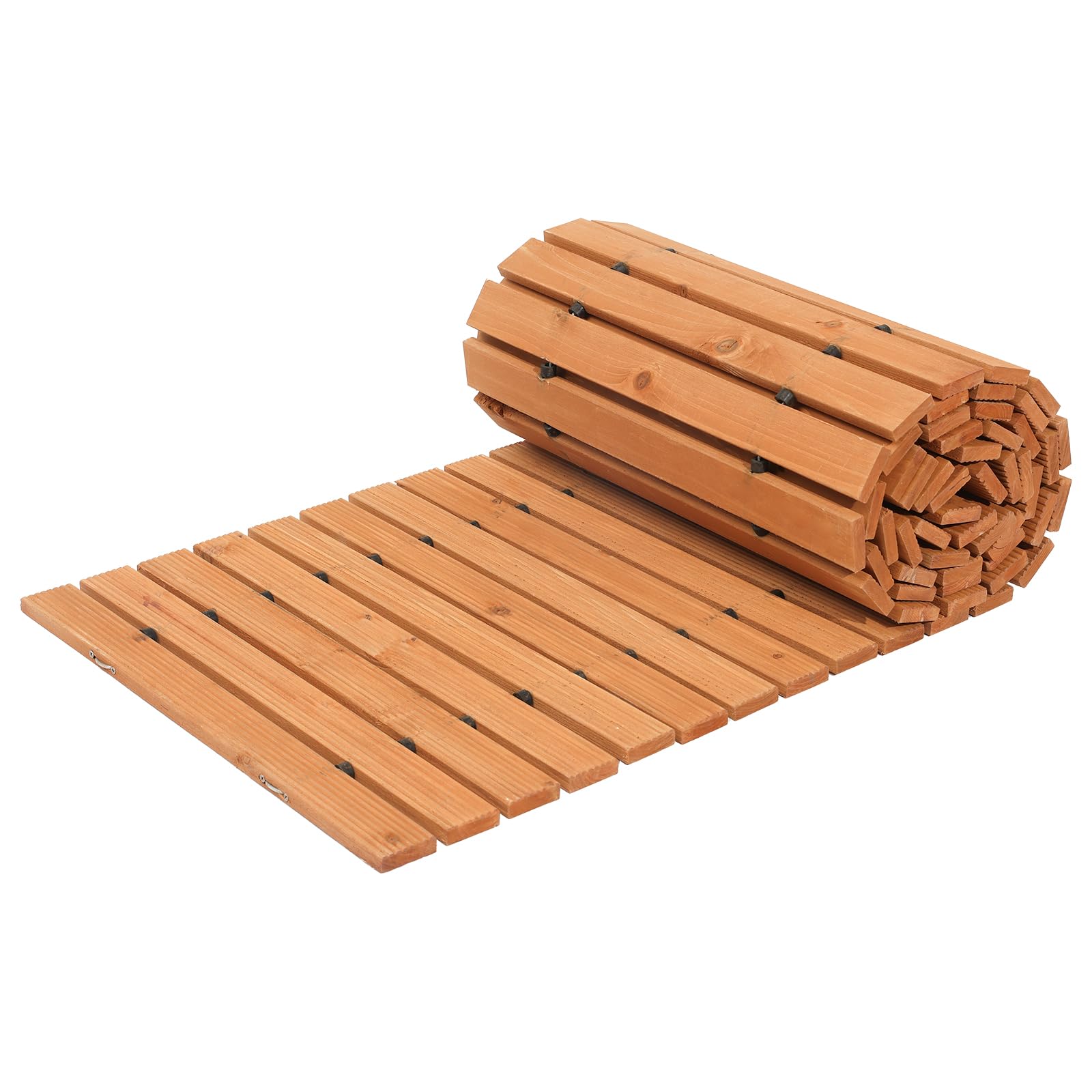 VEVOR Camino de Jardín de Madera 3,65 m x 55,88 cm, Camino de Jardín Recto Antideslizante, Camino de Exterior de Cedro Enrollable con Conexión de Cable de Acero para Jardín, Fiesta de Bodas, Patio
