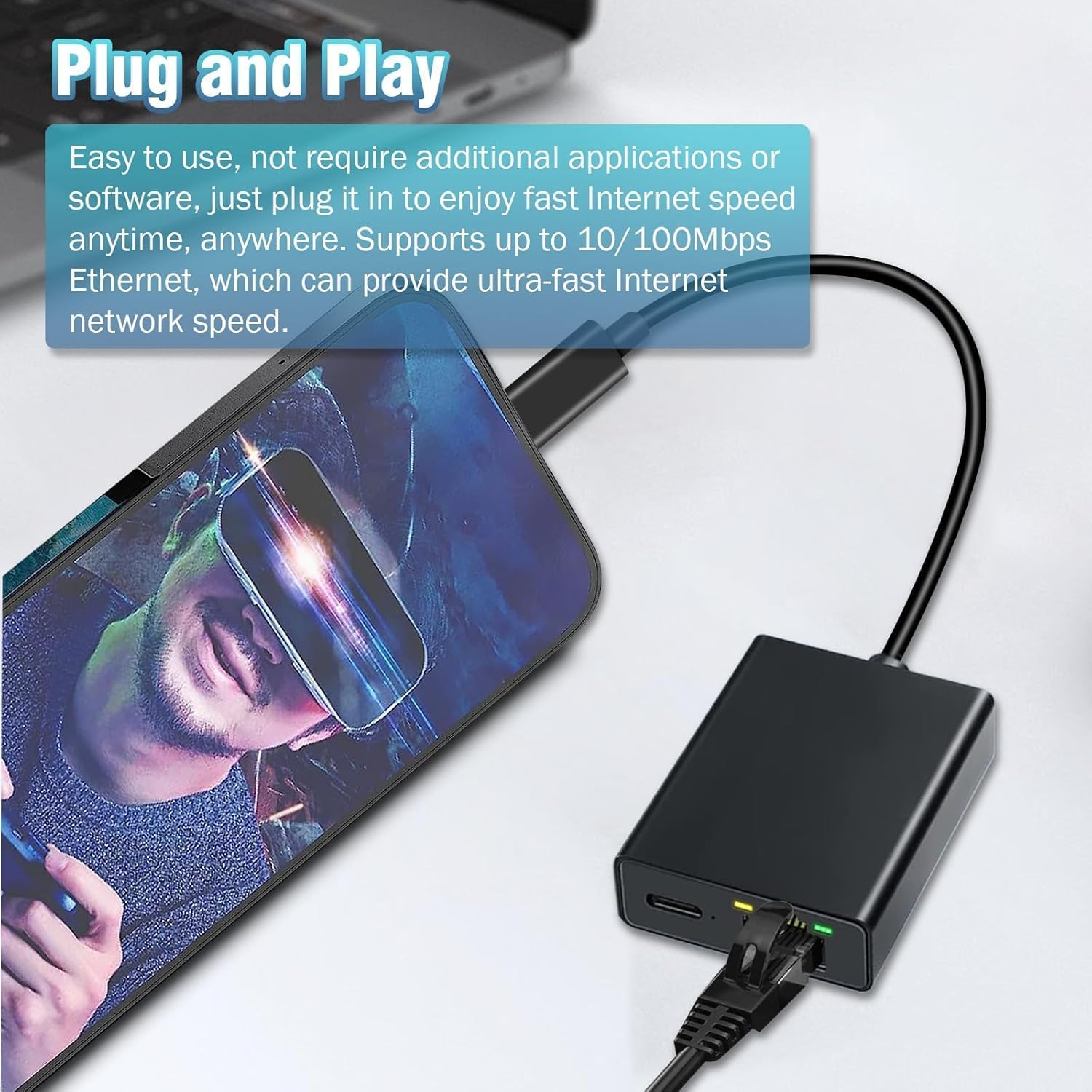 Ethernet Adapter for Fire TV Stick- Micro USB to RJ45 Ethernet Network Adapter Compatible with 4K Fire Stick, Chromecast, Google Home Mini and More Streaming TV Sticks Up to 100 Mbps — view 4