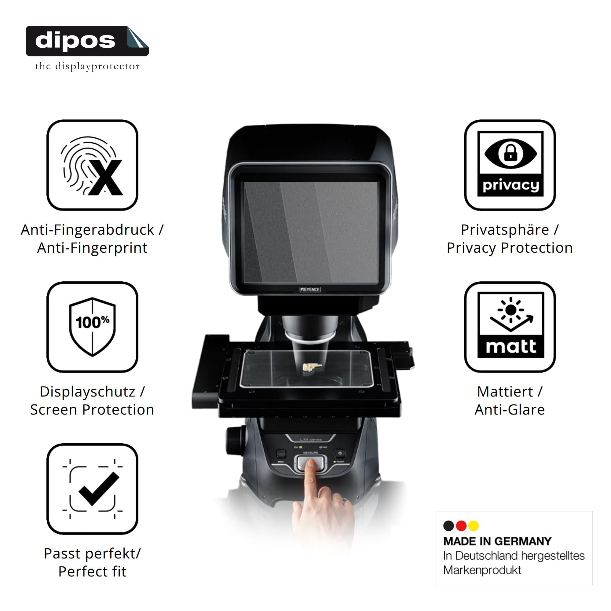 dipos Protector de Pantalla Antiespía para Keyence LM-X1000 | Película protectora mate, filtro de privacidad 4 vías, ajuste perfecto, antiarañazos, sin burbujas, autoadhesivo
