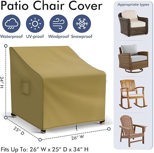 Miniatura 9 de Fundas para sillas giratorias para exteriores, impermeables, para sillas mecedoras para exteriores, paquete de 2, fundas para sillas de patio para