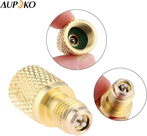 Miniatura 5 de Adaptador de latón R134A, adaptador de tanque refrigerante hembra de 1/4 "macho a 1/2" hembra con núcleo de válvula, se adapta al sistema