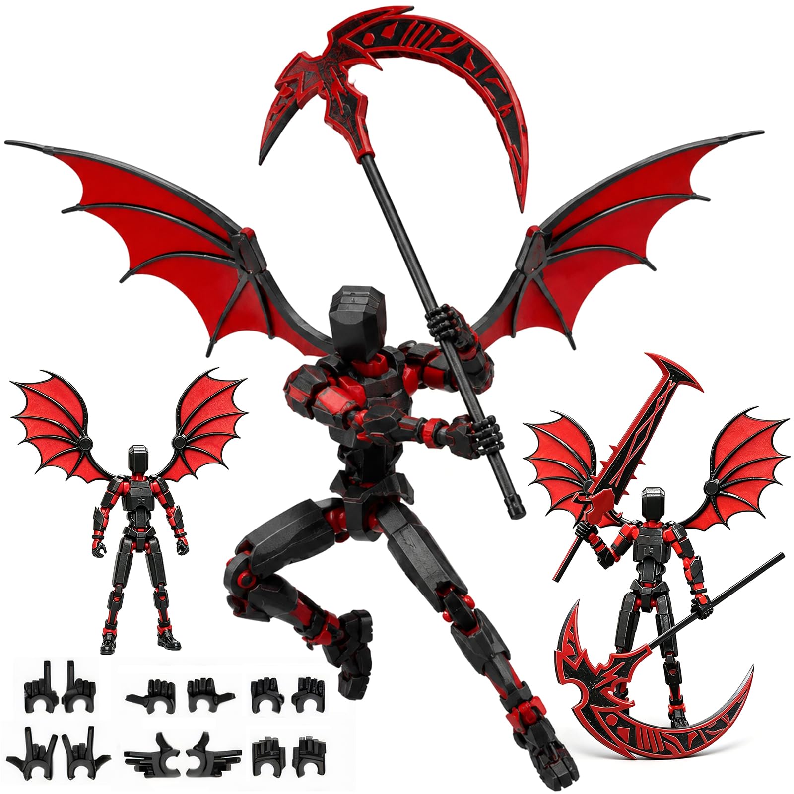 Zetrifoep T13 Action Figure Already Assembled, 3D Printed Action Figure with Cool Weapons, Hands & Wings, Trendy Stick Titan 13 Figure, Desktop Toy Gift for Friends and Collectible Toy Enthusiasts