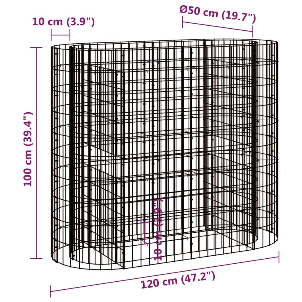 Myheimly Gabionen-Hochbeet Verzinktes Eisen 120x50x100 cm