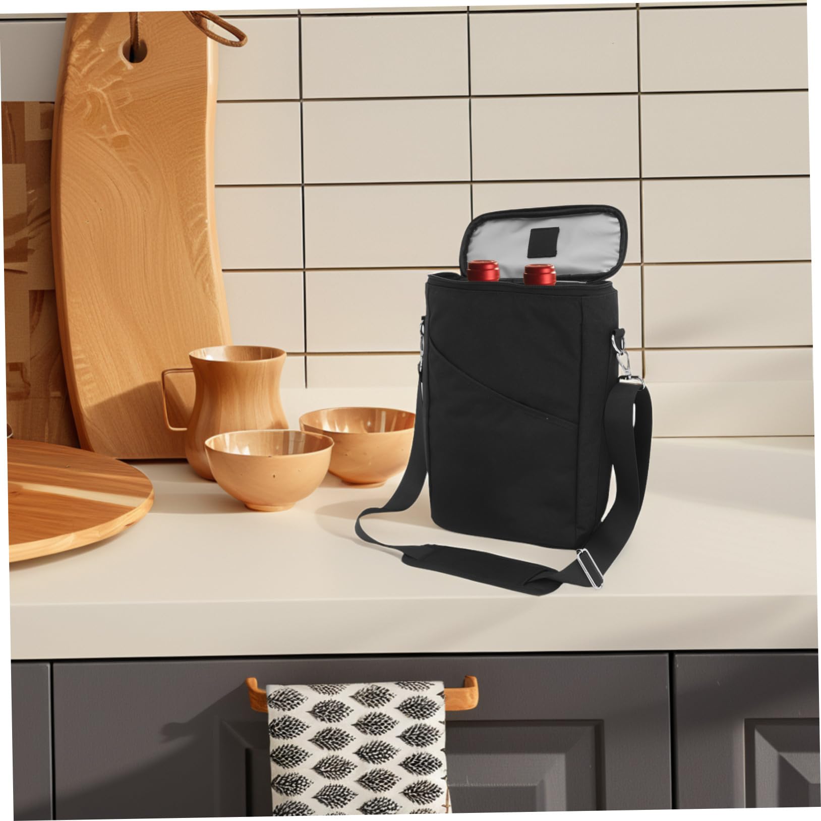 Borsa Termica per Vino Donna con Tracolla Regolabile Isolante e Antigoccia Portabottiglie Riutilizzabile per Viaggi Feste e Picnic Elegante