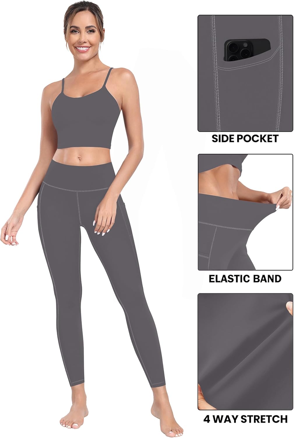 MIRITY Yoga Leggings with Pockets for Women - High Waist Tummy Control Pants for Workout Pack of 4 - Image 6