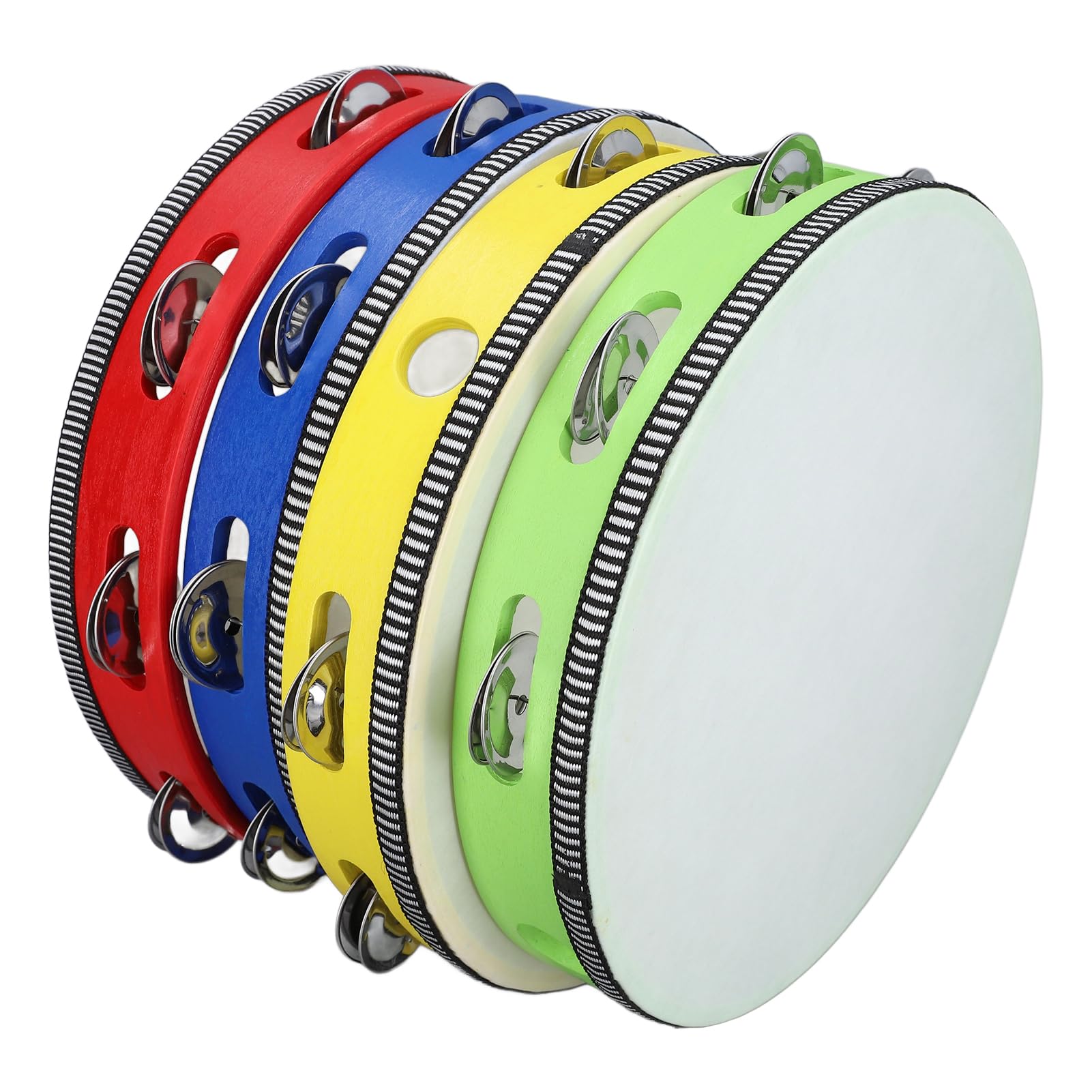 Acouto 4pcs Juego de Pandereta de Madera Jingles Handheld Panderina para Iglesias Conciertos Instrumento Percusión Setamtambourine Drumtambourinew Comúnmente No Es una S COMENTA