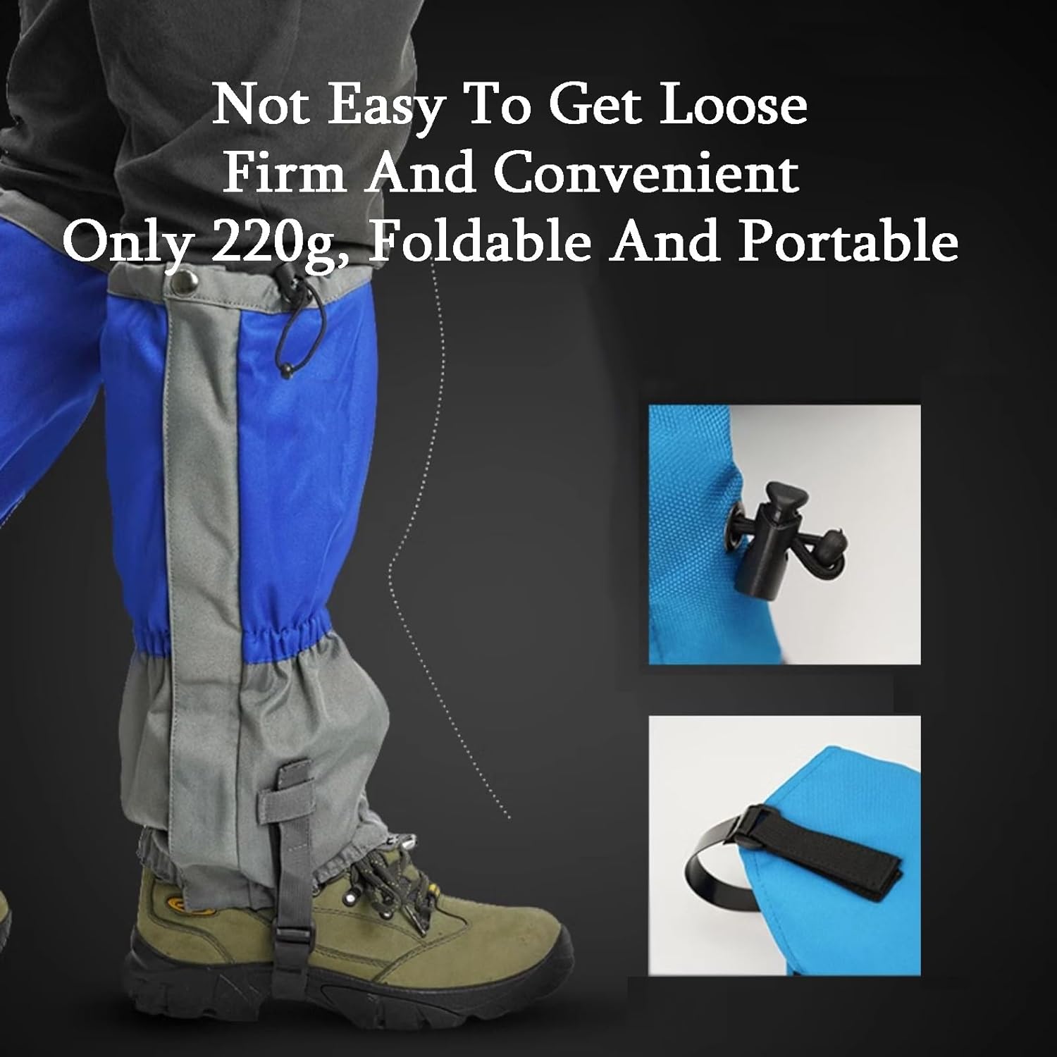 Leg Gaiters,Mountaineering Adjustable Shoe Covers,Foldable Gaiters and Snow Covers,for Mountain Skiing Hiking Rock Climbing