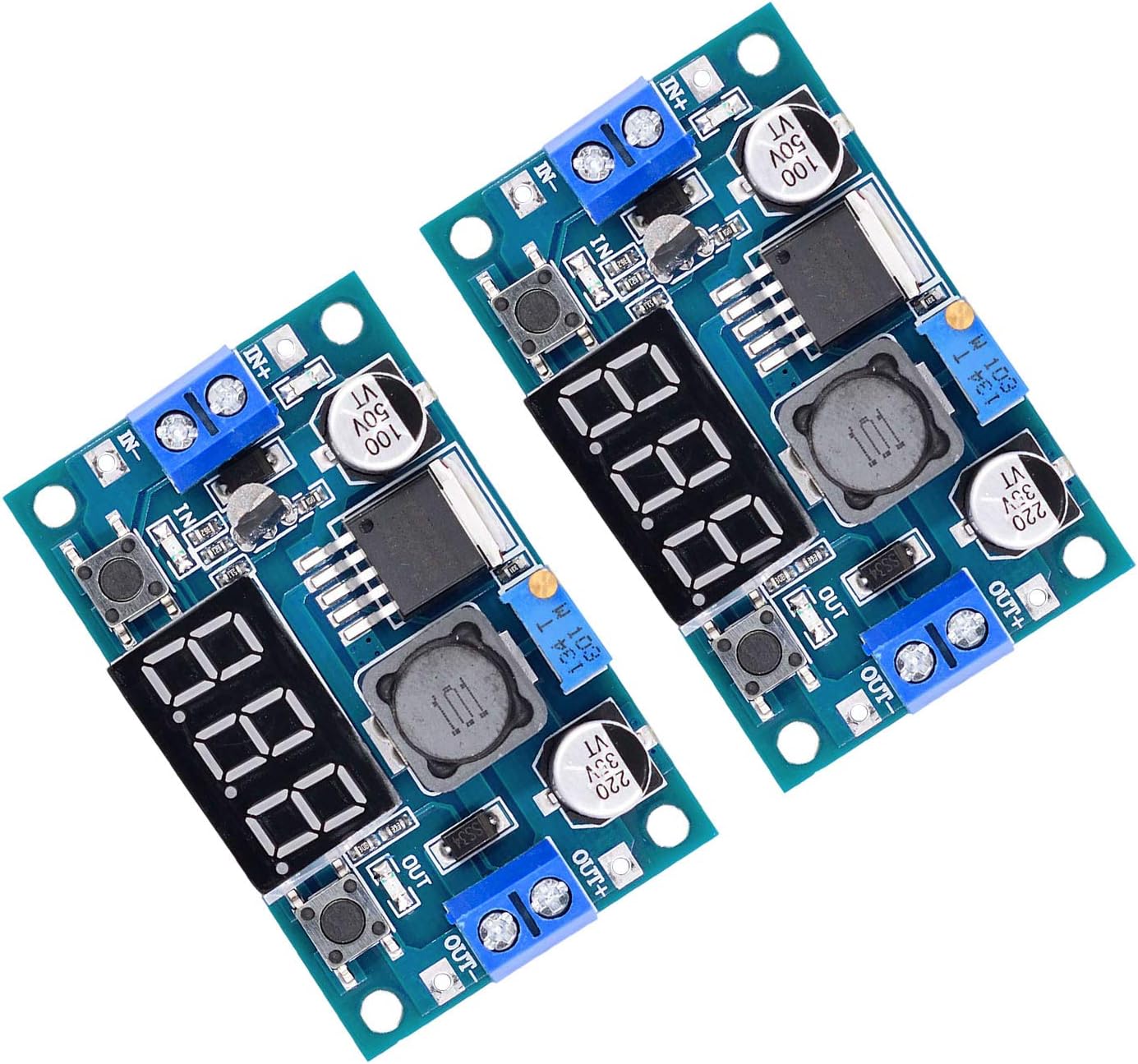 2 Pack LM2596 DC to DC Voltage Regulator 4-40V to 1.5-35V Buck Converter with LED Display