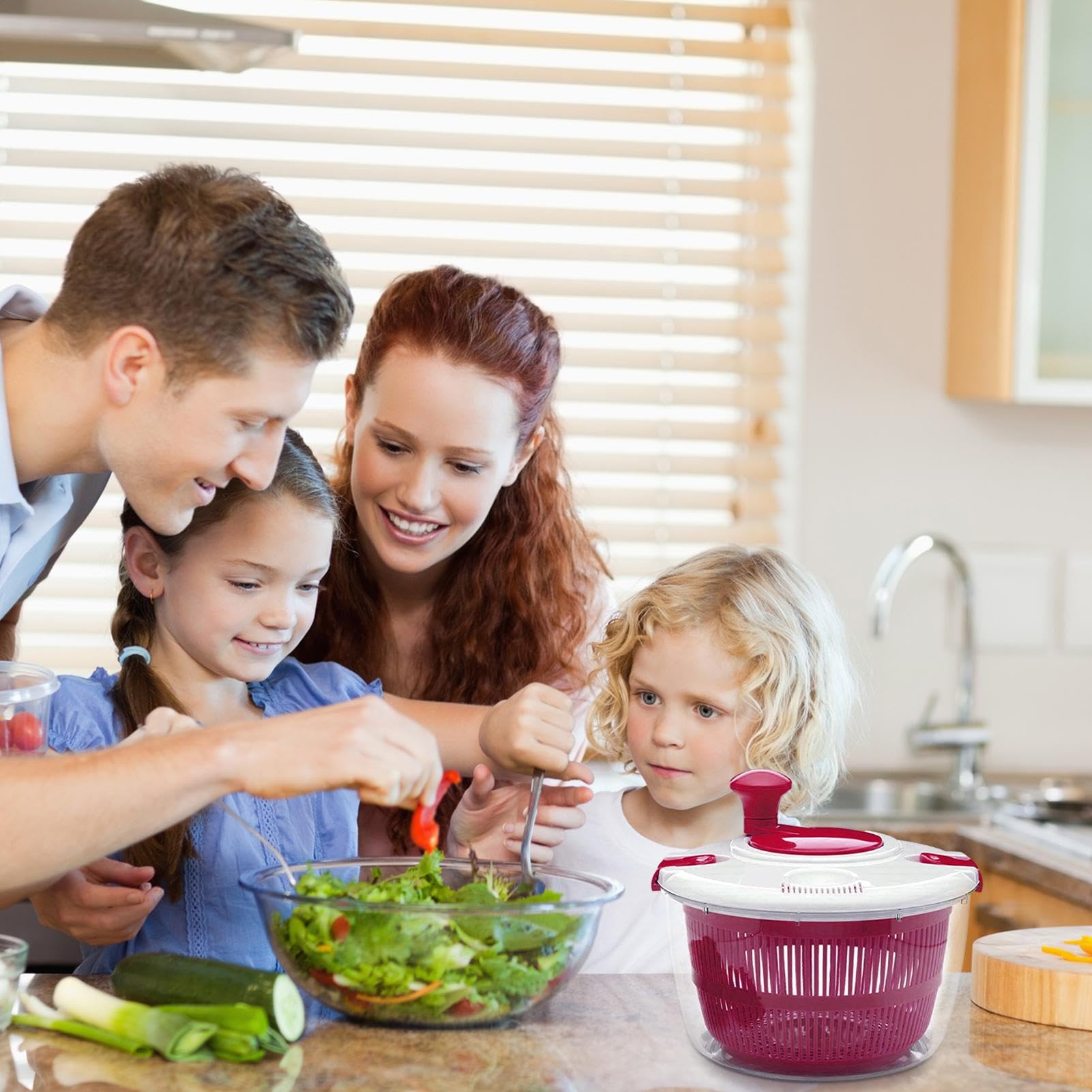 Essoreuse à Salade 5L Avec Manivelle - Hachoir Et Séchoir Integré - Pour Légumes & Fruits - Lavage Facile
