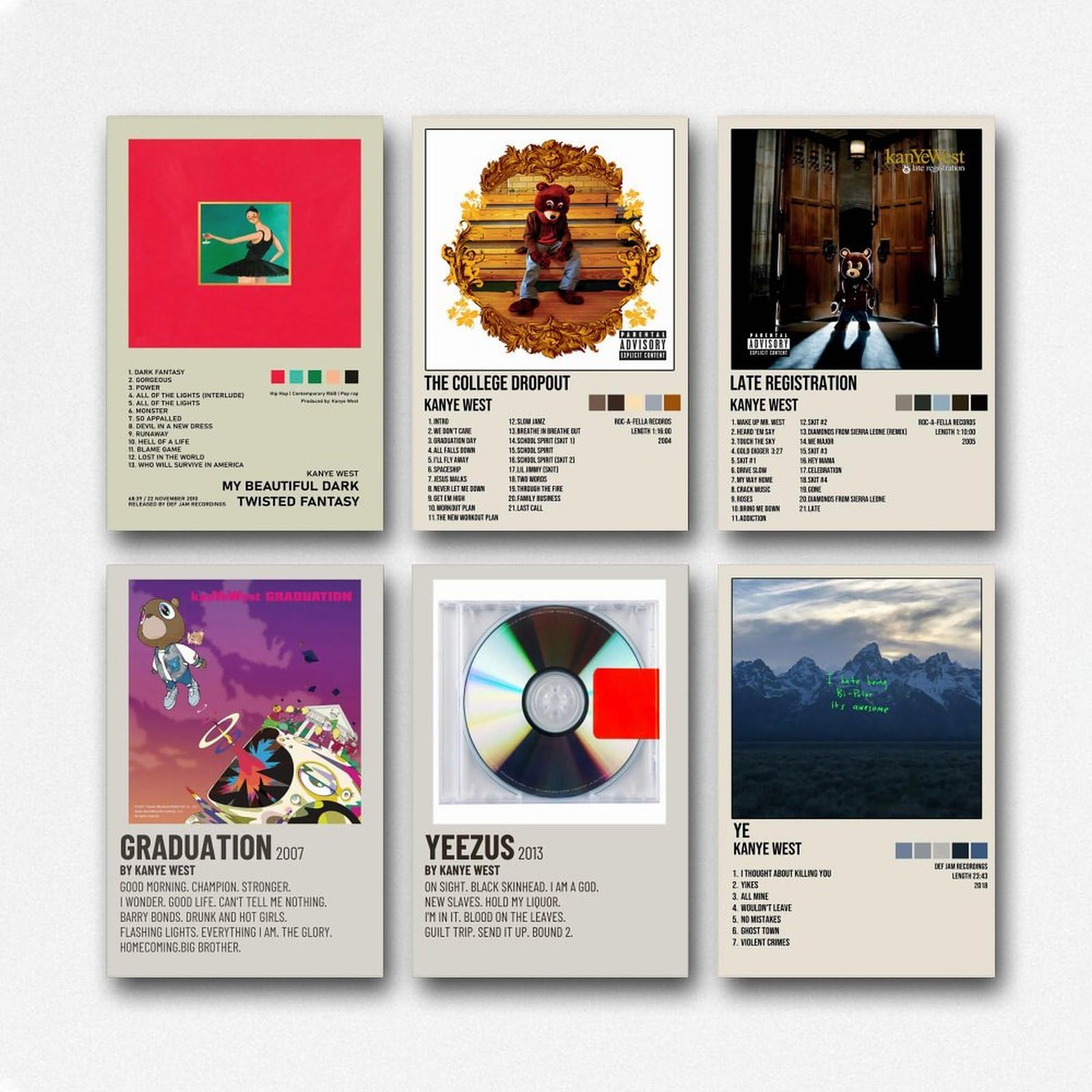 EKoKim Poster Su Tela Kanye West Graduation Album - Stampa Artistica Moderna 60x90 Cm - Quadro Decorativo Per Camera Da Letto, Soggiorno, Studio