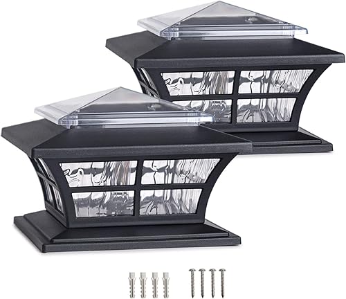 KMC LIGHTING KS4103QTX2 - Luces solares para poste de 4 x 4, para postes de madera, paquete de 2