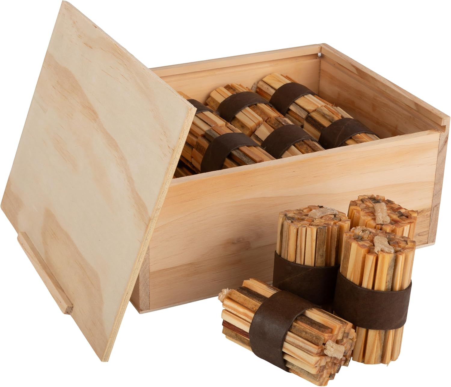 Hearth Starter Sticks 20-Pack with Storage Field – Pine Wooden Firestarter Kindling Bundles – Indoor or Outside Hearth Starters for Campfires, Grills, Wooden Stoves, Firepits or Fireplaces by Kings County Instruments