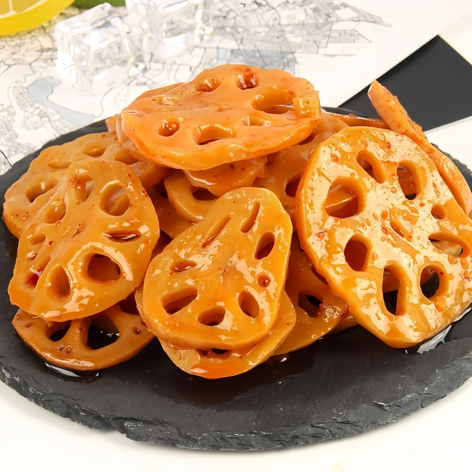 WSYLS-Fette croccanti di radice di loto, sapori piccanti e di anatra nera, 30 g/confezione*4 confezioni, snack asiatici, autentico sapore cinese