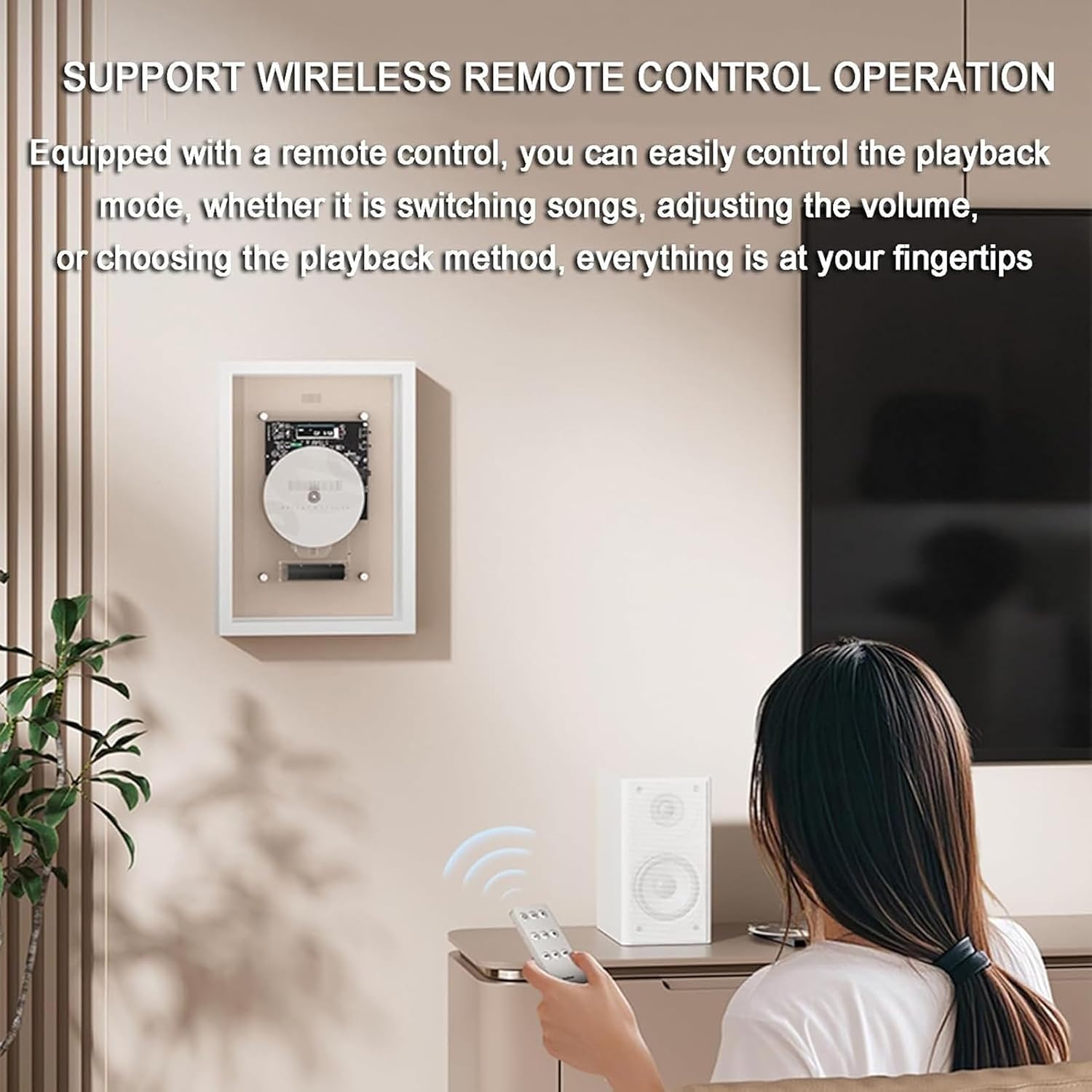Lettore Cd A Cornice, Decorativo Da Parete Con Bluetooth 5.0, Telecomando, Uscita Aux Da 3,5 Mm, Lettore Audio Cd Senza Altoparlanti Per La Decorazione Di Casa, Ufficio E Corridoio. White