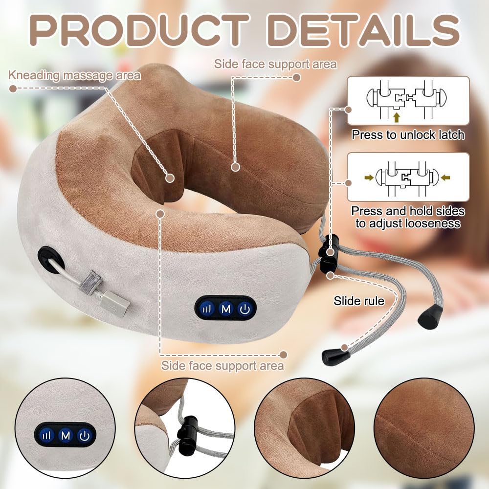Masseur Cervical, Appareil de Massage Cervical, 3 Modes, Massage Cervicales et cou Sans Fil, en Forme de U, appareil Massage Électrique, pour la Maison et le Bureau