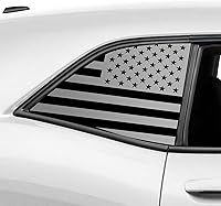 Vista 9 de Bogar Tech Designs Calcomanía de vinilo de la bandera estadounidense envejecida de un cuarto de ventana compatible con Dodge Challenger 2008-2023