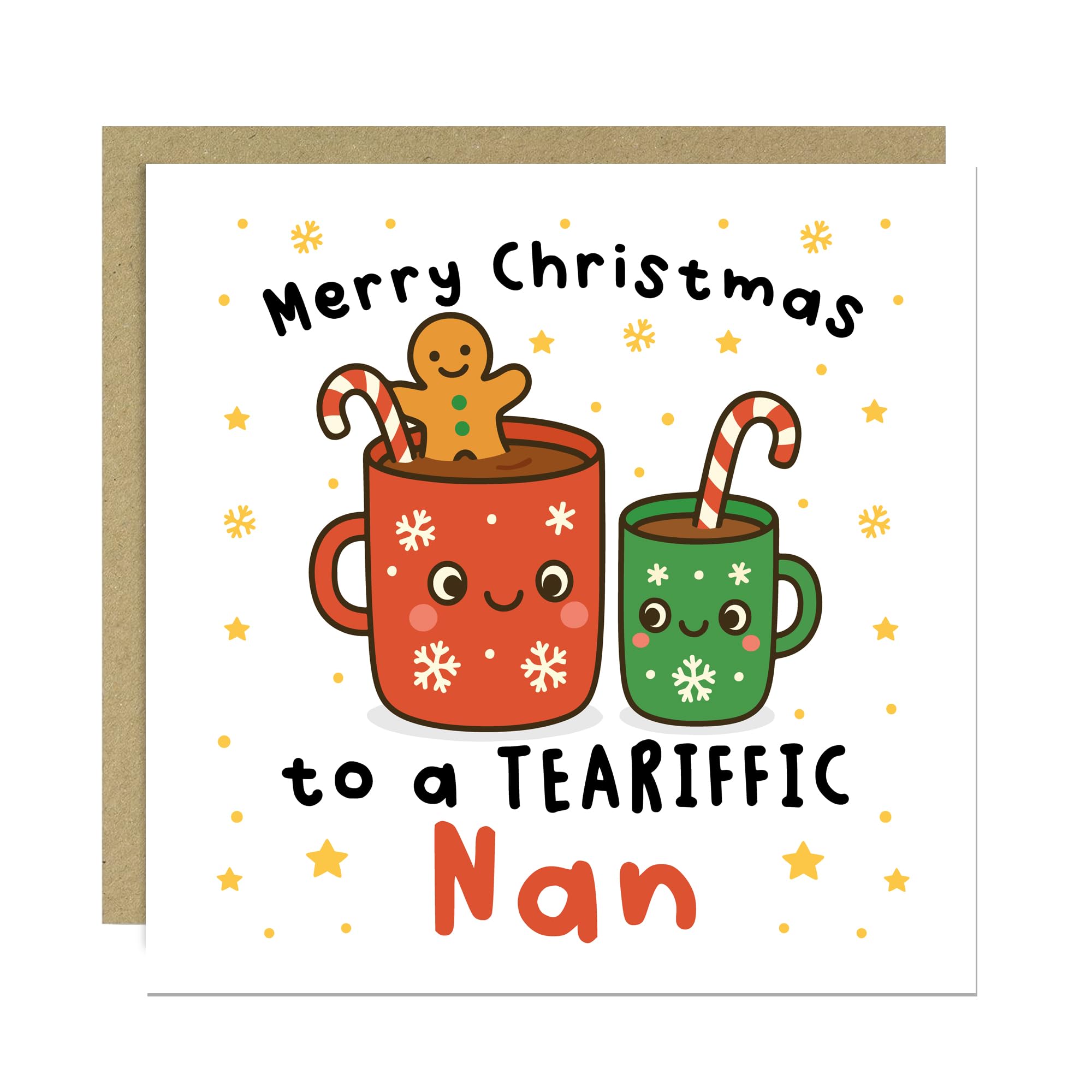 RED OCEAN Merry Christmas To A TEA RIFFIC Nan Card With Kraft Envelope Card For Nan Merry Christmas For Her From Granddaughter Grandson
