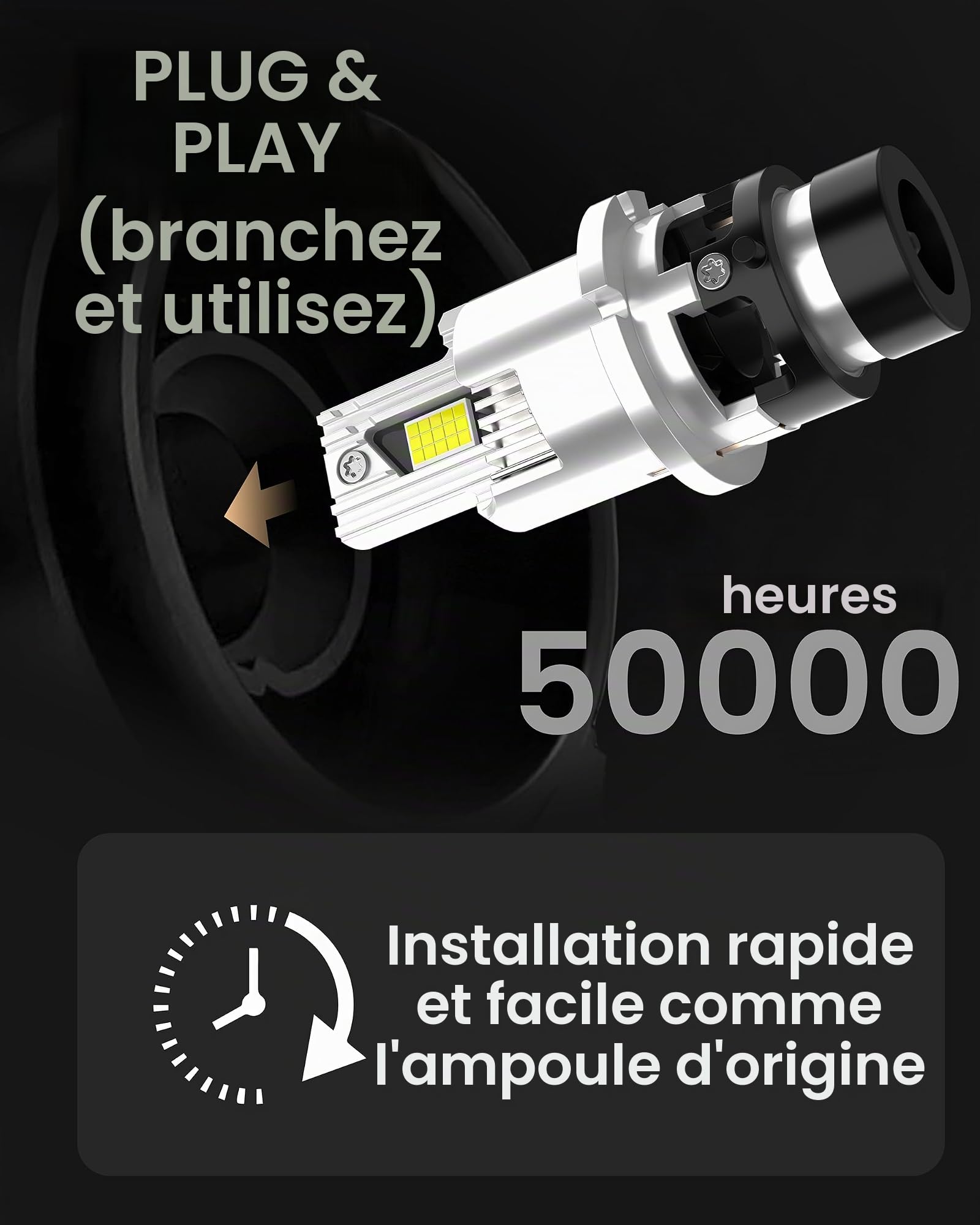 Lampe Stellar – Technologie révolutionnaire, blanc diamant 6 500 K, luminosité + 200%, garantie 2 ans, remplacement du brûleur au xénon, D2S, 1 paire