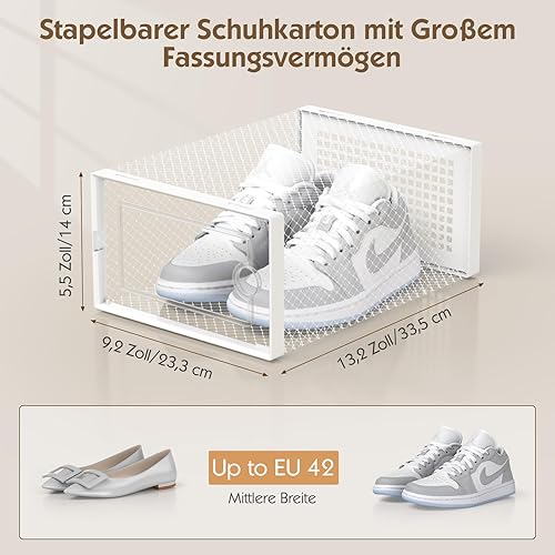 Miniatura 2 de SALA Cajas de zapatos grandes transparentes apilables, paquete de 12 contenedores plegables con tapas, organizador de zapatos apilable de plástico